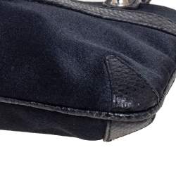 Pre Owned Gucci Black Fabric And Lizard Trim Reins Pochette