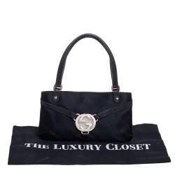 Pre Owned Gucci Black Fabric And Lizard Trim Reins Pochette