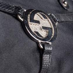 Pre Owned Gucci Black Fabric And Lizard Trim Reins Pochette