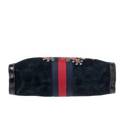 Pre Owned Gucci Black Suede and Leather Ophidia Dragon Shoulder Bag
