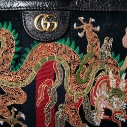 Pre Owned Gucci Black Suede and Leather Ophidia Dragon Shoulder Bag