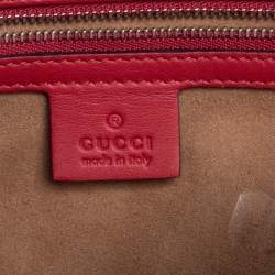 Pre Owned Gucci Red/Beige GG Supreme Canvas Arabesque Tote