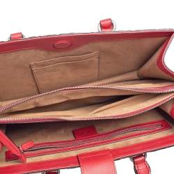 Pre Owned Gucci Red/Beige GG Supreme Canvas Arabesque Tote