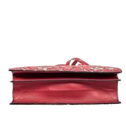 Pre Owned Gucci Red/Beige GG Supreme Canvas Arabesque Tote