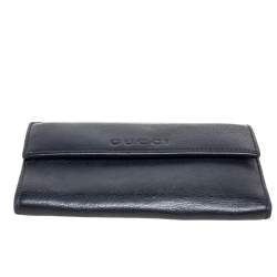 Gucci Black Leather French Trifold Wallet