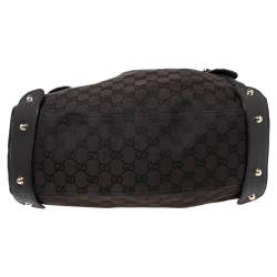 Pre Owned Gucci Chocolate Brown GG Canvas and Leather Pelham Shoulder Bag