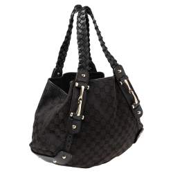 Pre Owned Gucci Chocolate Brown GG Canvas and Leather Pelham Shoulder Bag