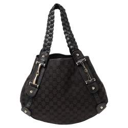 Pre Owned Gucci Chocolate Brown GG Canvas and Leather Pelham Shoulder Bag