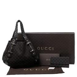 Pre Owned Gucci Chocolate Brown GG Canvas and Leather Pelham Shoulder Bag