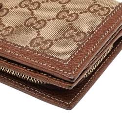 Gucci Beige/Brown GG Canvas And Leather Wallet