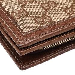 Gucci Beige/Brown GG Canvas And Leather Wallet