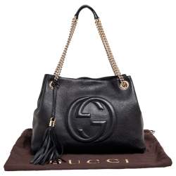 Pre Owned Gucci  Black Leather Medium Soho Tote