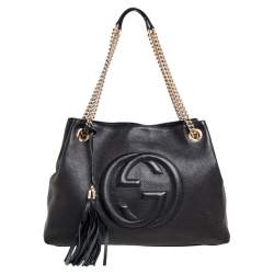 Pre Owned Gucci  Black Leather Medium Soho Tote