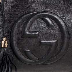 Pre Owned Gucci  Black Leather Medium Soho Tote