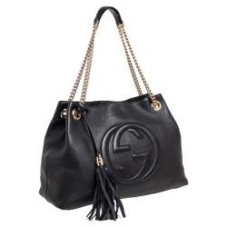 Pre Owned Gucci  Black Leather Medium Soho Tote