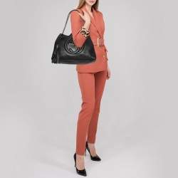 Pre Owned Gucci  Black Leather Medium Soho Tote