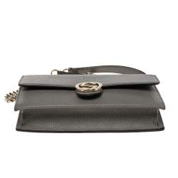 Gucci Grey Leather Interlocking G Wallet on Chain