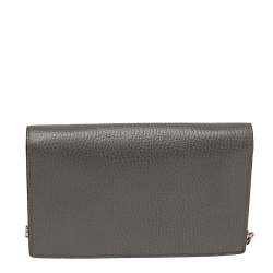 Gucci Grey Leather Interlocking G Wallet on Chain