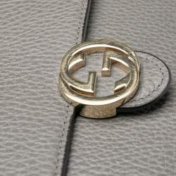 Gucci Grey Leather Interlocking G Wallet on Chain