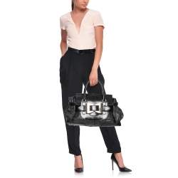Pre Owned Gucci Black Leather Large Dialux Queen Tote