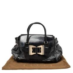 Pre Owned Gucci Black Leather Large Dialux Queen Tote