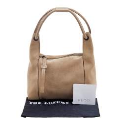 Pre Owned Gucci Beige Suede and Leather Hobo