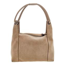 Pre Owned Gucci Beige Suede and Leather Hobo