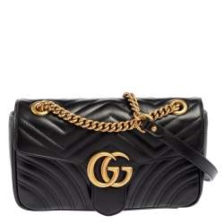 مملوكة مسبقًا حقيبة كتف غوتشي جلد ماتيلاس أسود مارمونت جي جي صغيرة