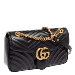 مملوكة مسبقًا حقيبة كتف غوتشي جلد ماتيلاس أسود مارمونت جي جي صغيرة
