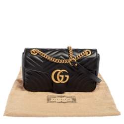 مملوكة مسبقًا حقيبة كتف غوتشي جلد ماتيلاس أسود مارمونت جي جي صغيرة