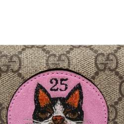 Gucci Beige GG Supreme Canvas Mystic Cat Compact Wallet