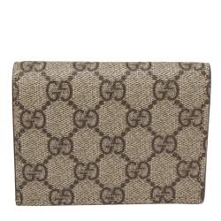 Gucci Beige GG Supreme Canvas Mystic Cat Compact Wallet