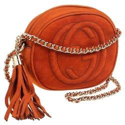 Pre Owned Gucci Cinnamon Brown Nubuck Leather Mini Soho Disco Shoulder Bag