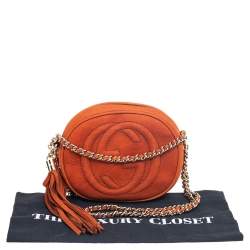 Pre Owned Gucci Cinnamon Brown Nubuck Leather Mini Soho Disco Shoulder Bag