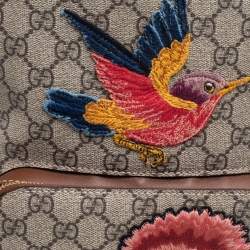 Pre Owned Gucci Beige GG Supreme Canvas and Leather Limited Edition Embroidered Backpack