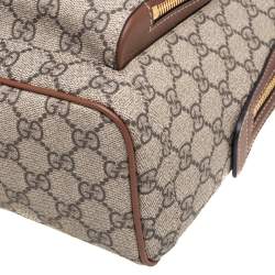 Pre Owned Gucci Beige GG Supreme Canvas and Leather Limited Edition Embroidered Backpack