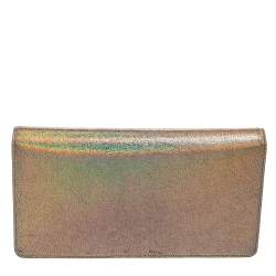 Pre Owned Gucci Multicolor Iridescent Crackled Leather 58 Clutch