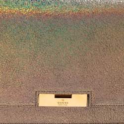 Pre Owned Gucci Multicolor Iridescent Crackled Leather 58 Clutch