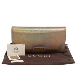 Pre Owned Gucci Multicolor Iridescent Crackled Leather 58 Clutch
