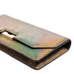 Pre Owned Gucci Multicolor Iridescent Crackled Leather 58 Clutch