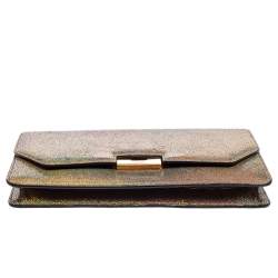 Pre Owned Gucci Multicolor Iridescent Crackled Leather 58 Clutch