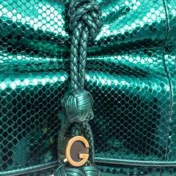Gucci Metallic Green Python Malika Clutch