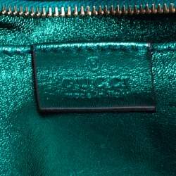 Gucci Metallic Green Python Malika Clutch