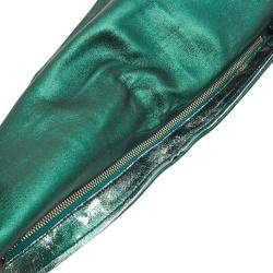 Gucci Metallic Green Python Malika Clutch