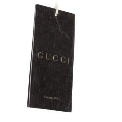 Pre Owned Gucci Beige Leather Bamboo Frame Tassel Clutch