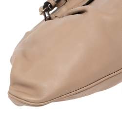 Pre Owned Gucci Beige Leather Bamboo Frame Tassel Clutch