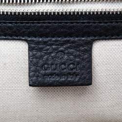 Pre Owned Gucci Black Leather New Bamboo Tassel Top Handle Bag