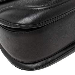 Pre Owned Gucci Black Leather New Bamboo Tassel Top Handle Bag