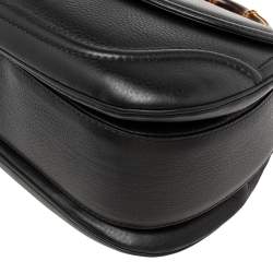 Pre Owned Gucci Black Leather New Bamboo Tassel Top Handle Bag