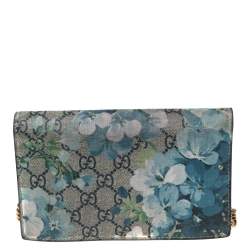 Pre Owned محفظة غوتشي كانفاس مقوى سوبريم جي جي بيج مزهرة بسلسلة